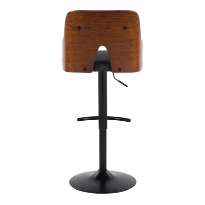 Stella - Contemporary Adjustable Barstool Stool With Swivel With Rounded T Footrest (Set of 2) - Black / Walnut / Charcoal