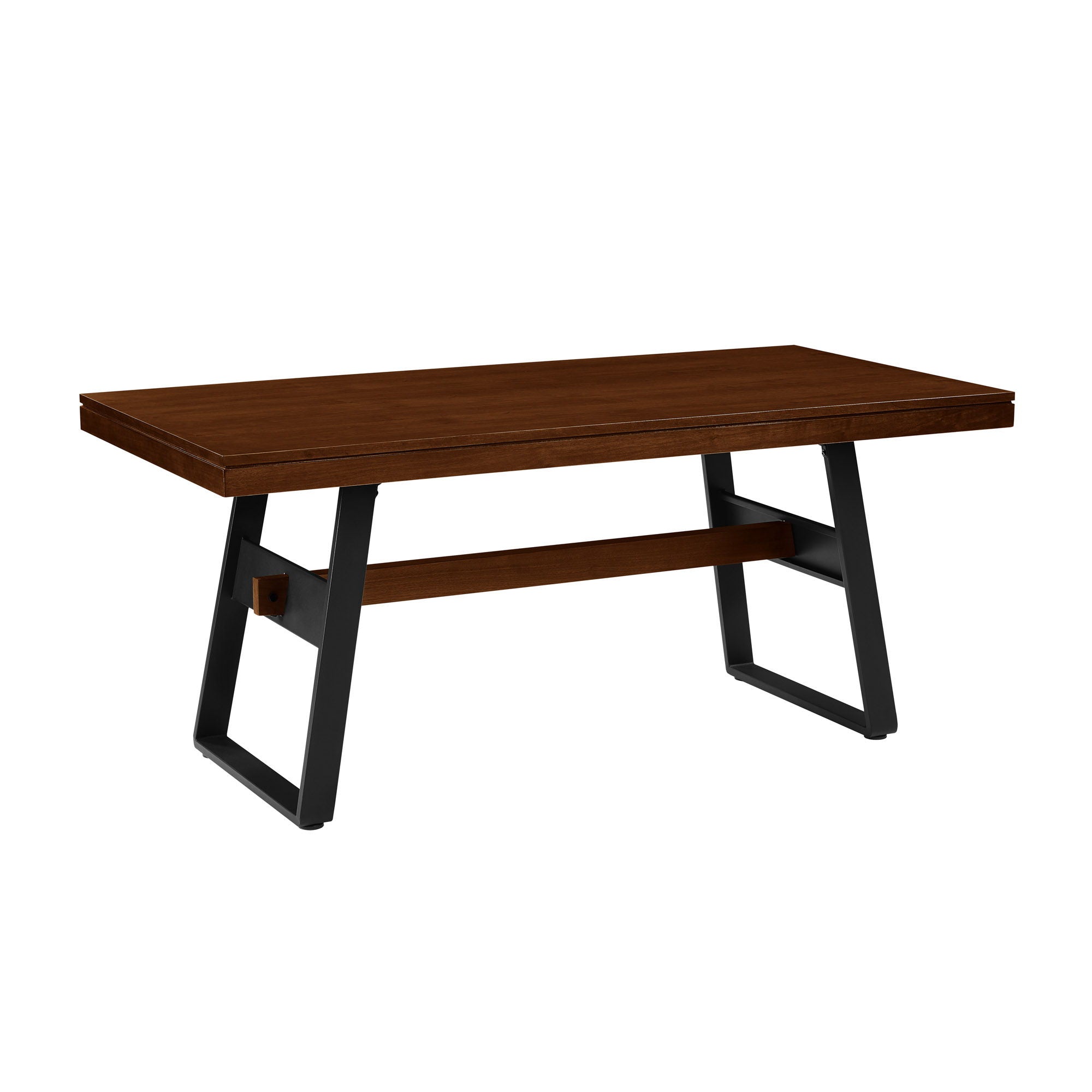 Modern Industrial Large Dining Table - Dark Walnut
