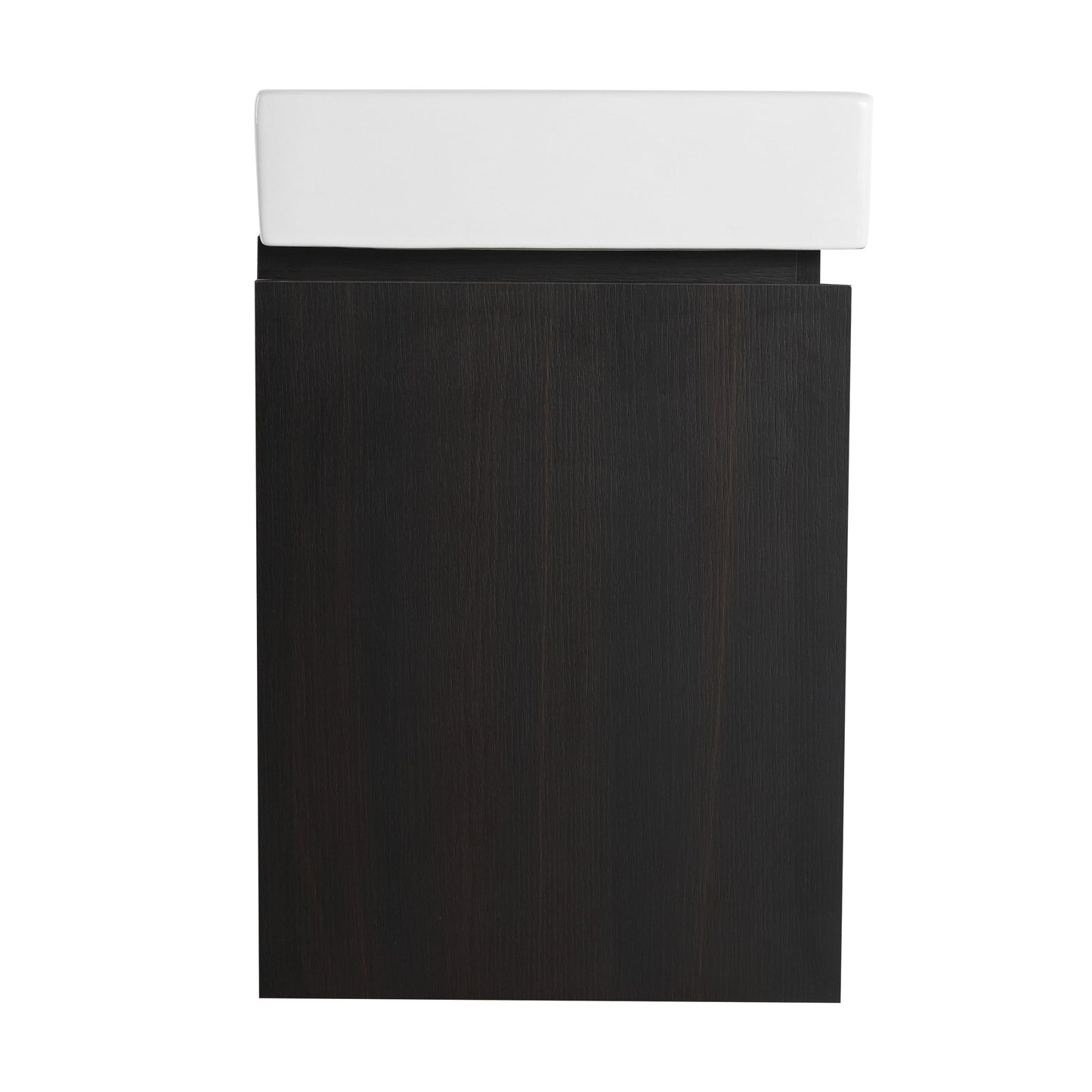 Modern 24" Bathroom Vanity With Ceramic Basin, Wall Mounted Sink Combo Cabinet - Black