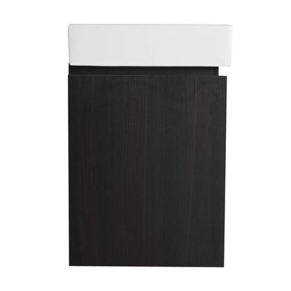 Modern 24" Bathroom Vanity With Ceramic Basin, Wall Mounted Sink Combo Cabinet - Black