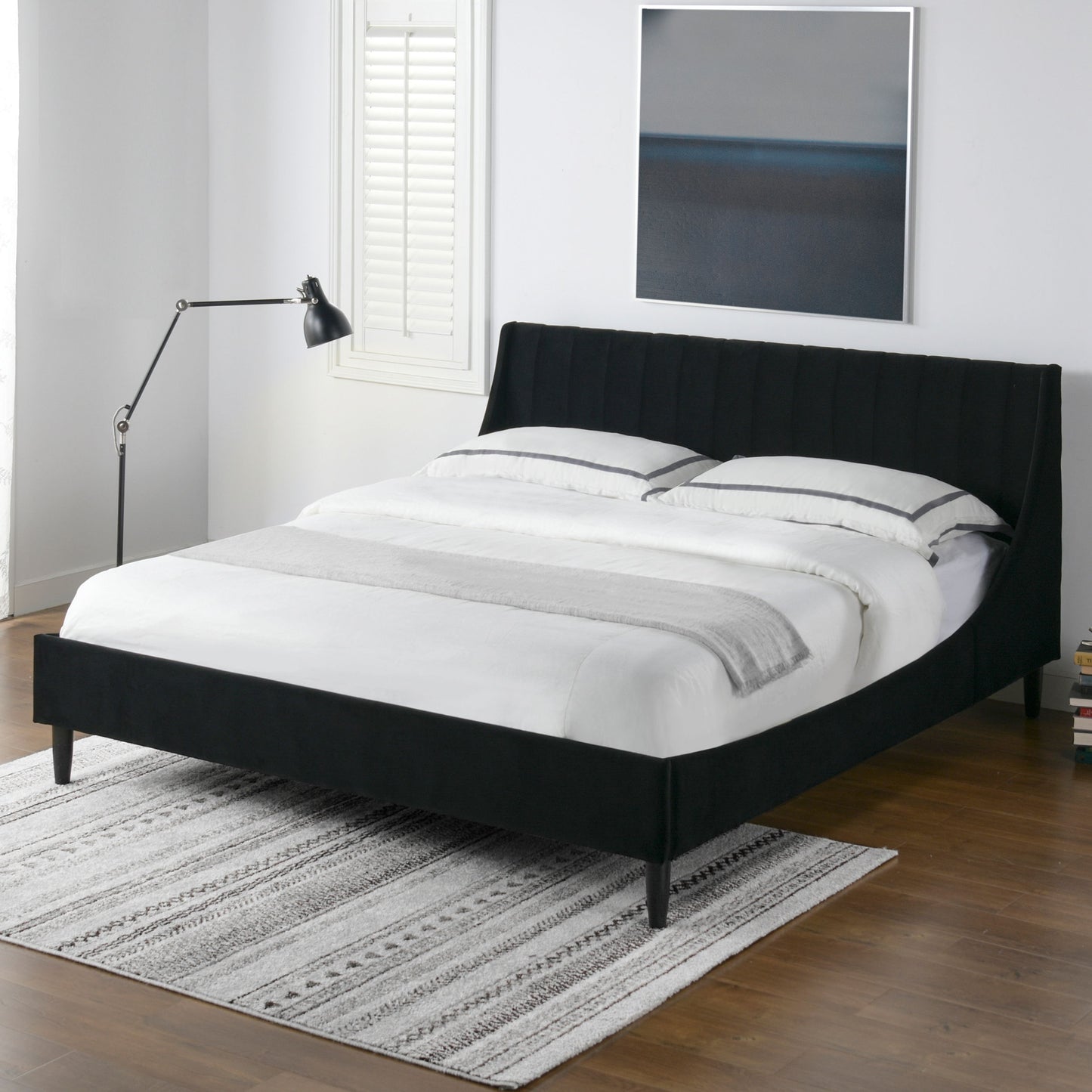Aspen - King Vertical Tufted Headboard Platform Bed Set - Anthracite Black