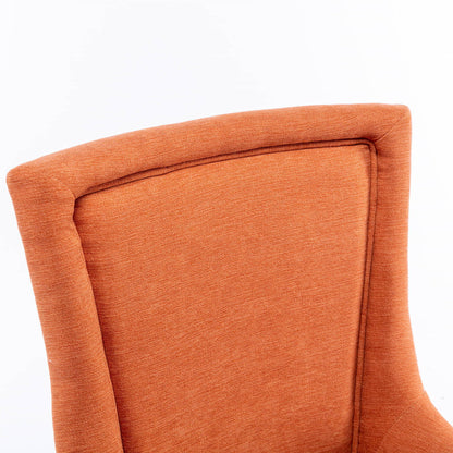 Ultra Side Dining Chair,Thickened Fabric Chairs With Neutrally Toned Solid Wood Legs, Bronze Nail Head (Set of 2) - Orange