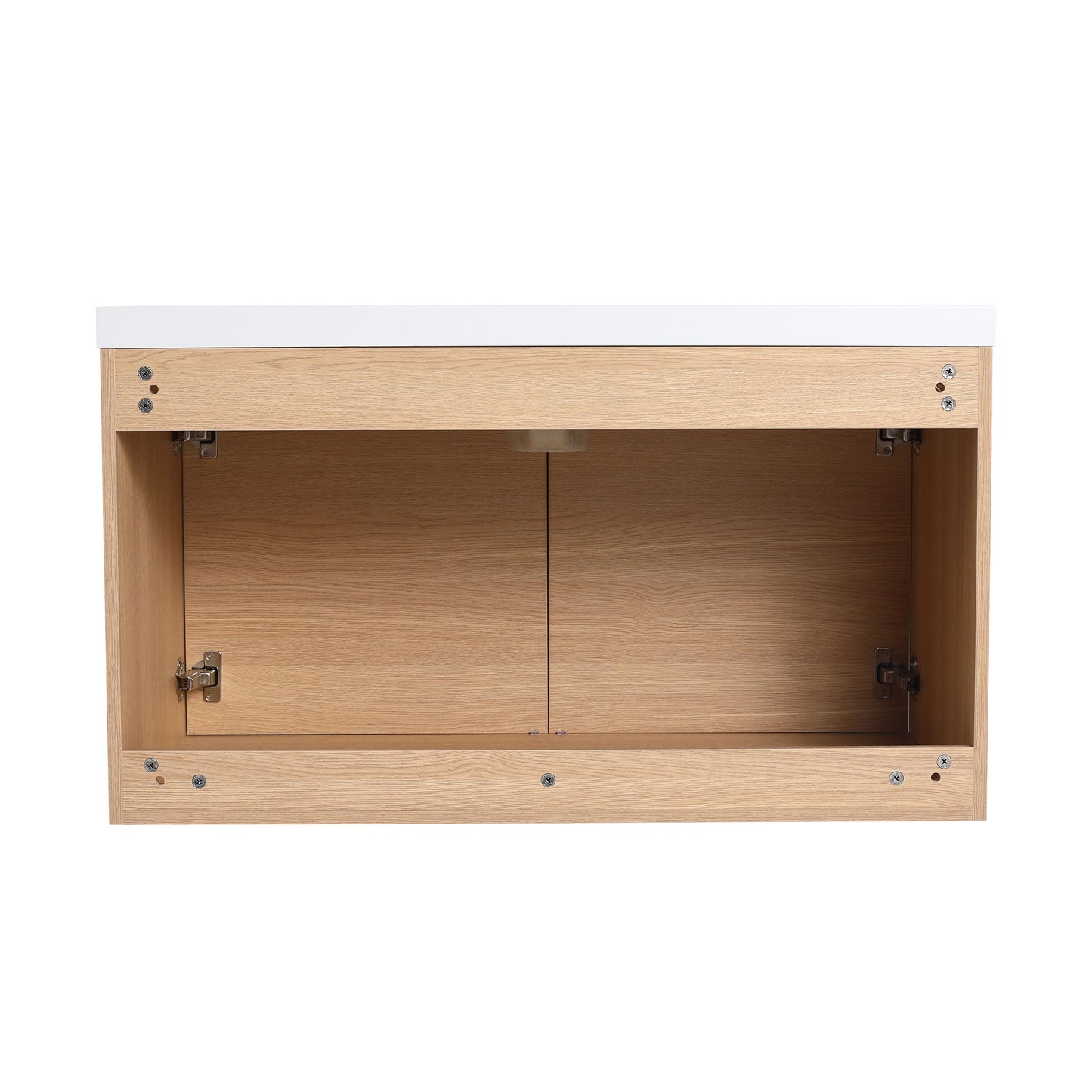 Bathroom Vanity With Resin Countertop Sink, 2 Doors Cabinet Set - Oak
