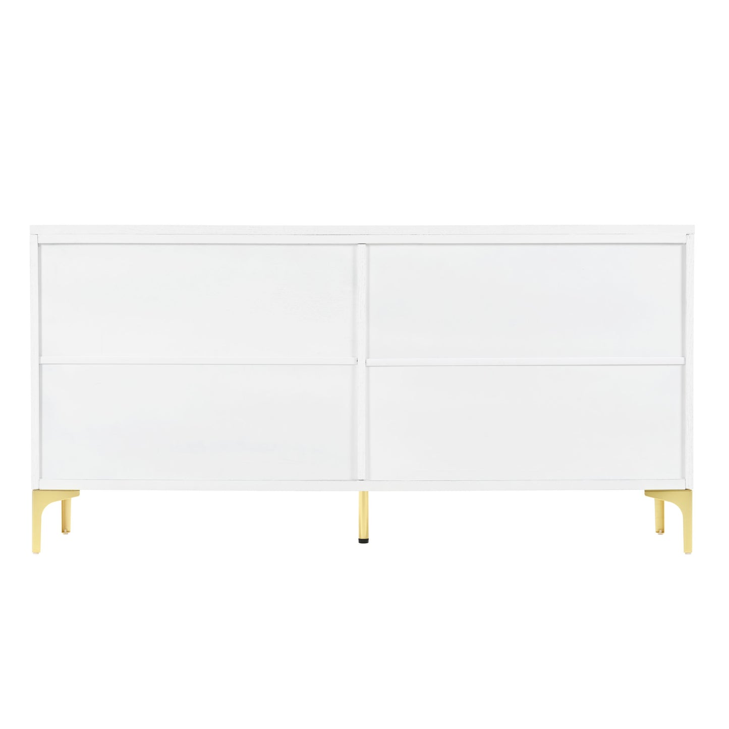 Modern Wood Sideboard Cabinet With Carved Door Panels, Adjustable Shelves, And Sturdy Metal Legs - White