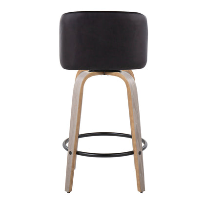 Toriano - Contemporary Fixed Height Counter Stool With Swivel With Round Footrest (Set of 2) - Light Gray / Black