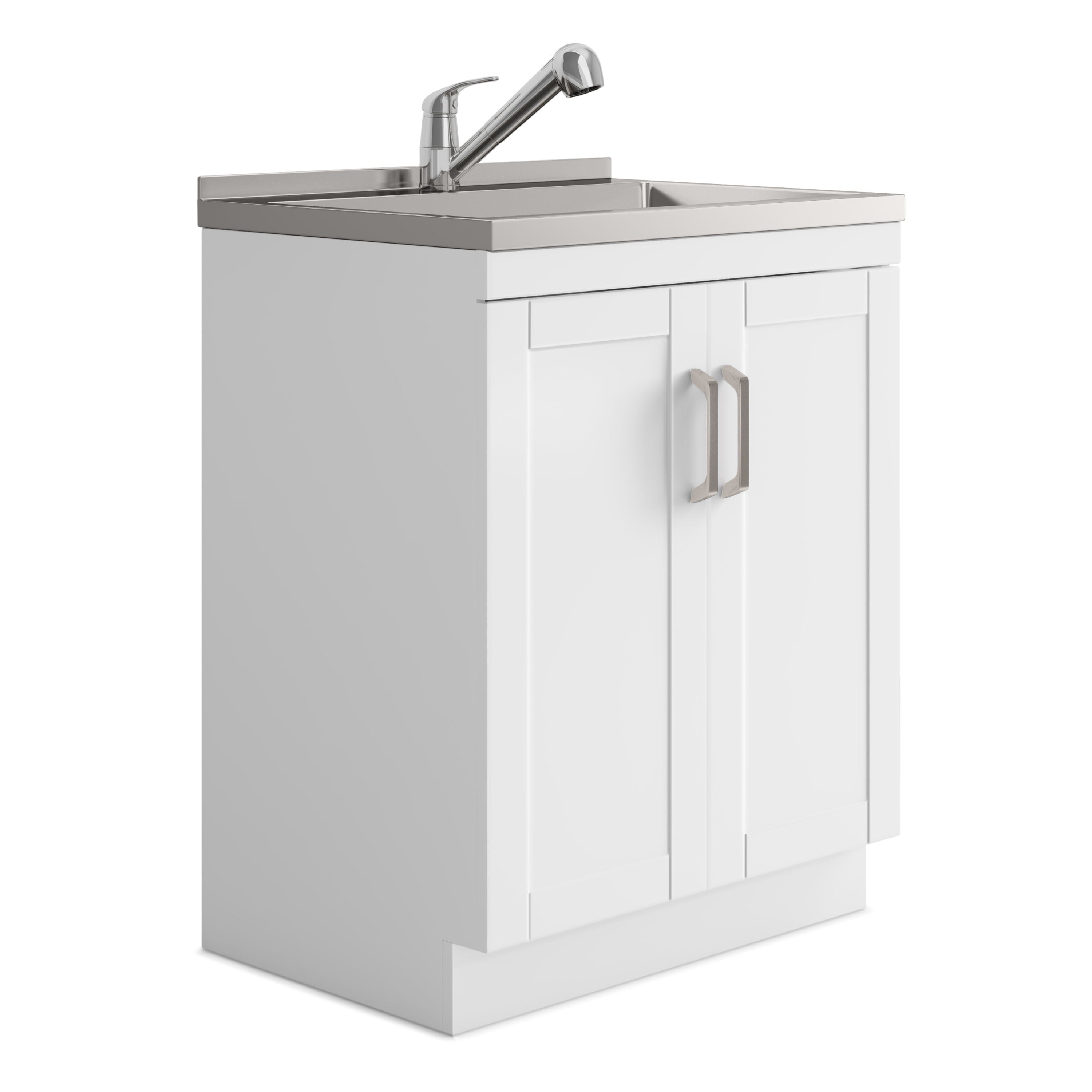 Kyle - Laundry Cabinet &Faucet And Stainless Steel Sink - White