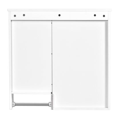 Modern Wall Mounted Bathroom Medicine Cabinet, Bathroom Wall Storage Cabinet With Mirror, Over The Toilet Space Saver Cabinet With Towels Bar - White