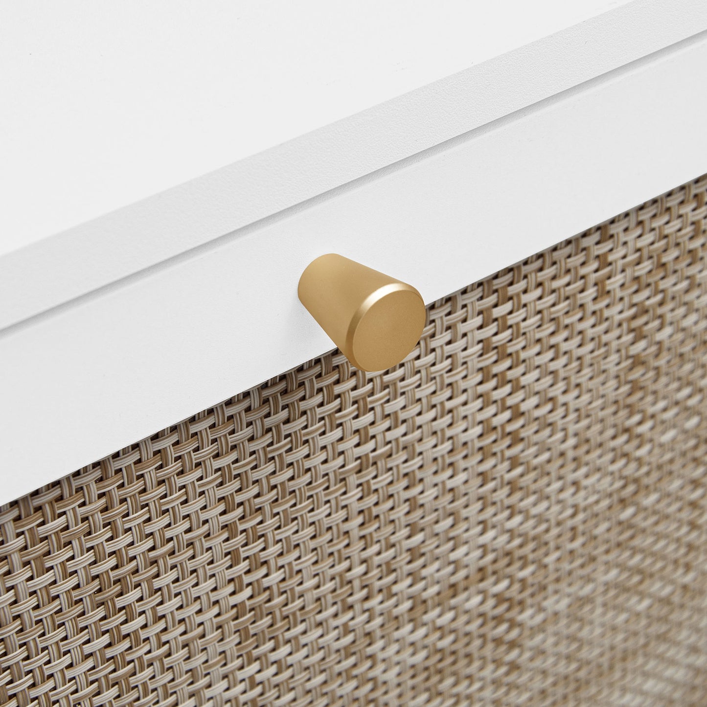 Modern Rattan 3 Door Shoe Rack Cabinet For Entryway Freestanding White Storage Unit In Particle Board - White