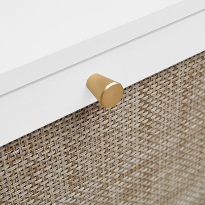 Modern Rattan 3 Door Shoe Rack Cabinet For Entryway Freestanding White Storage Unit In Particle Board - White