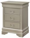 Louis Phillipe - 3 Drawer Nightstand - Silver Champagne