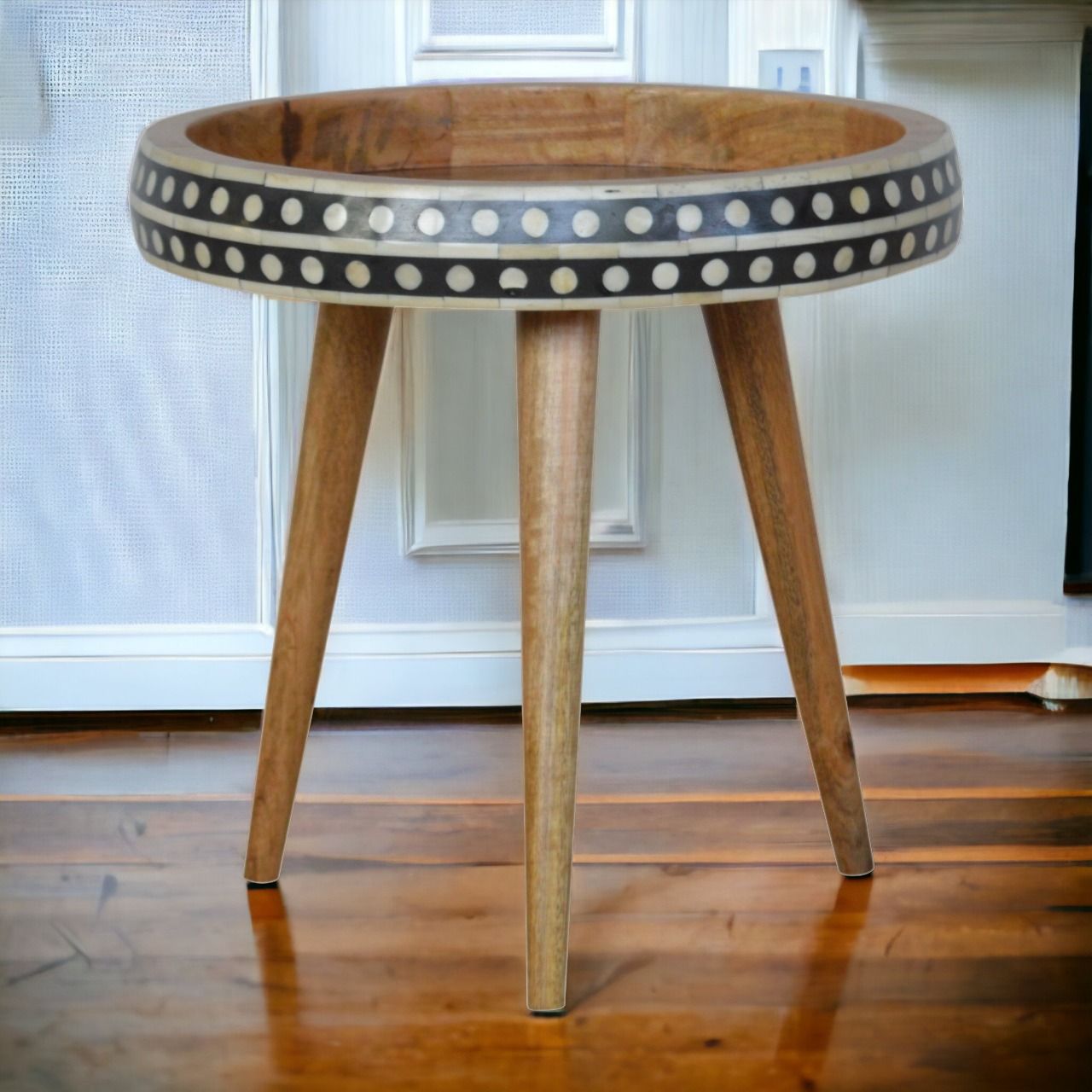 Small Dotted End Table - Oak