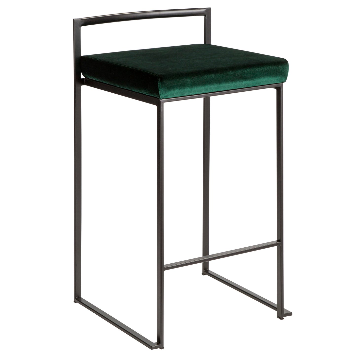 Fuji - Contemporary Stackable Counter Stool (Set of 2) - Black / Green