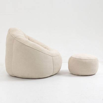 Bedding Bean Bag Sofa Chair High Pressure Foam Bean Bag Chair Adult Material With Padded Foam Padding Compressed Bean Bag With Footrest - Beige