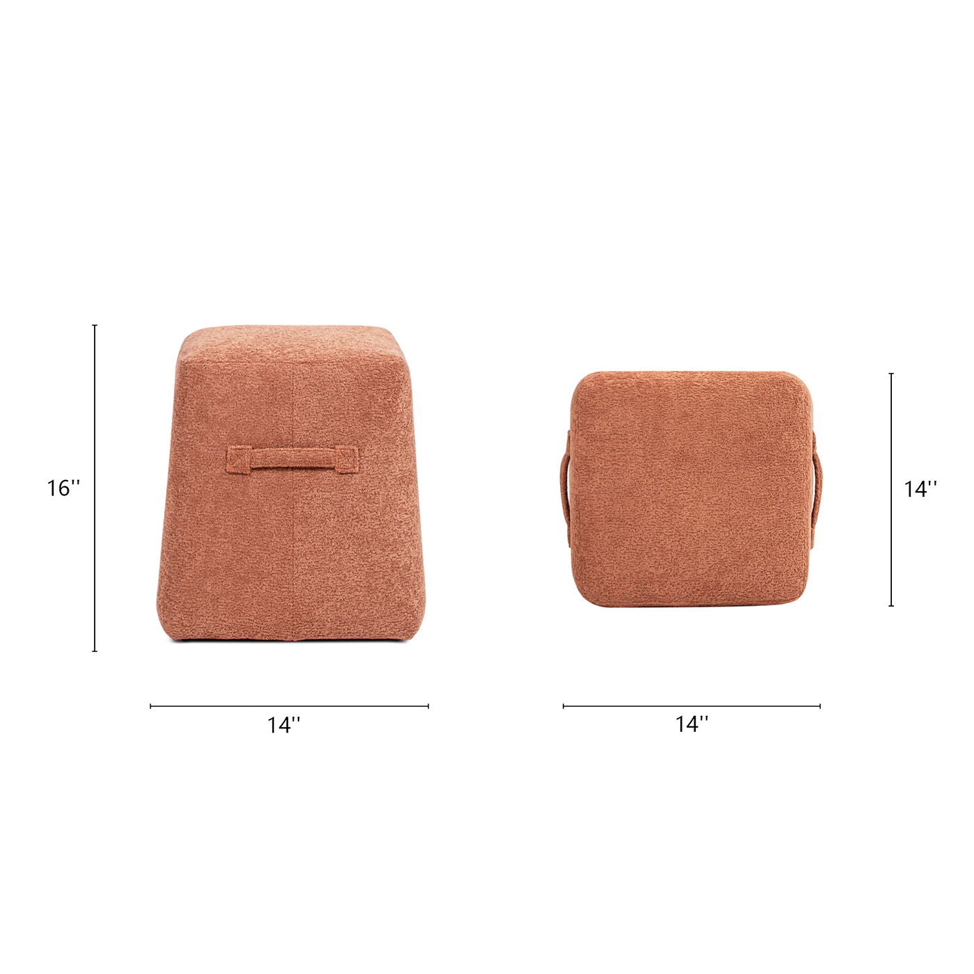 Clyde - Tapered Square Upholstered Ottoman - Spice Orange
