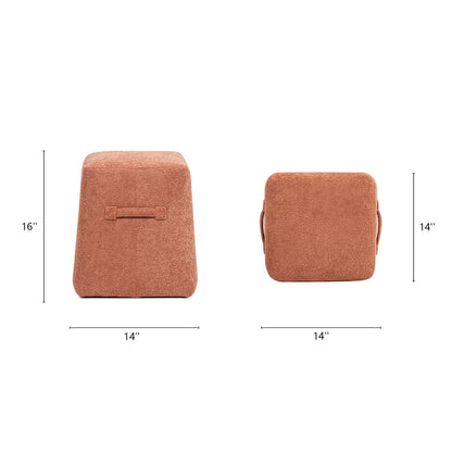 Clyde - Tapered Square Upholstered Ottoman - Spice Orange