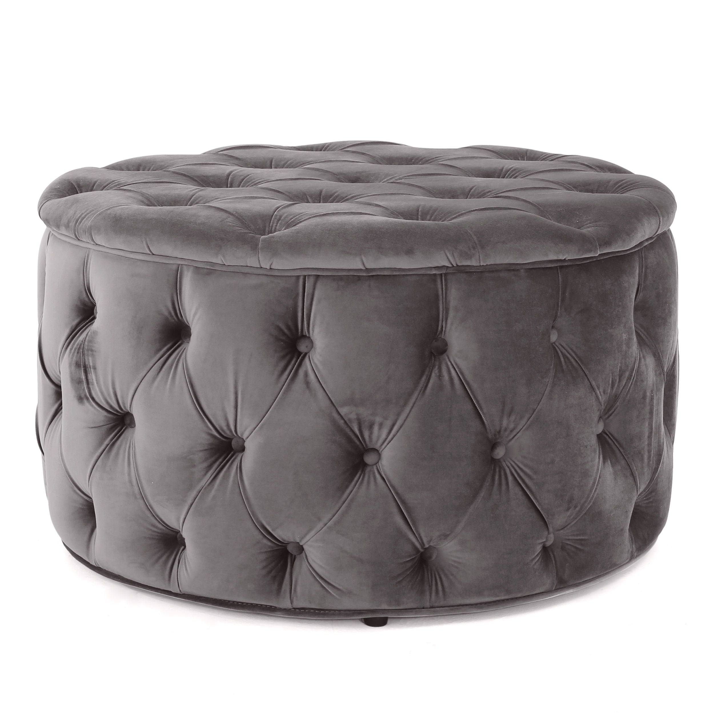 Modern Velvet Ottoman Footstool With Plush Cushioning - Gray