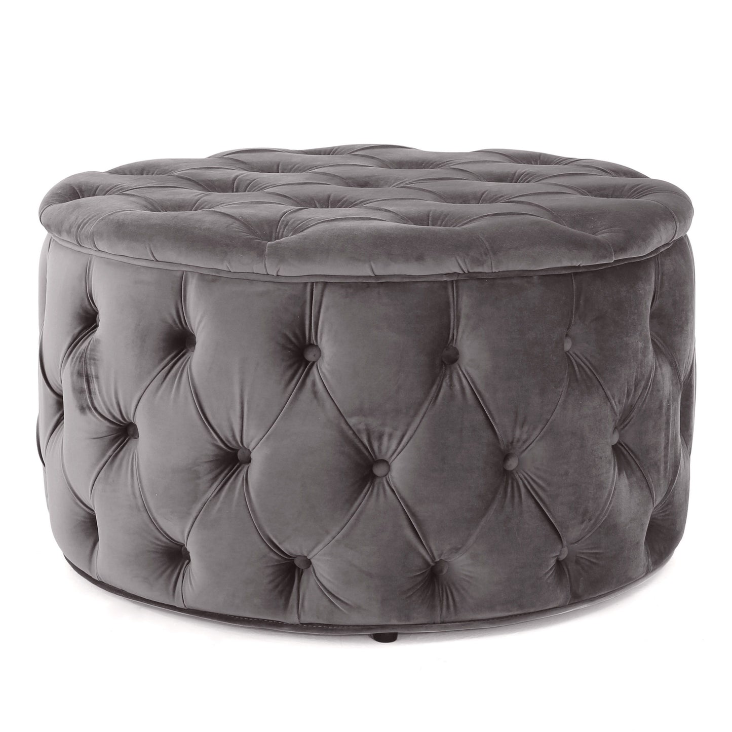 Modern Velvet Ottoman Footstool With Plush Cushioning - Gray