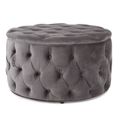 Modern Velvet Ottoman Footstool With Plush Cushioning - Gray