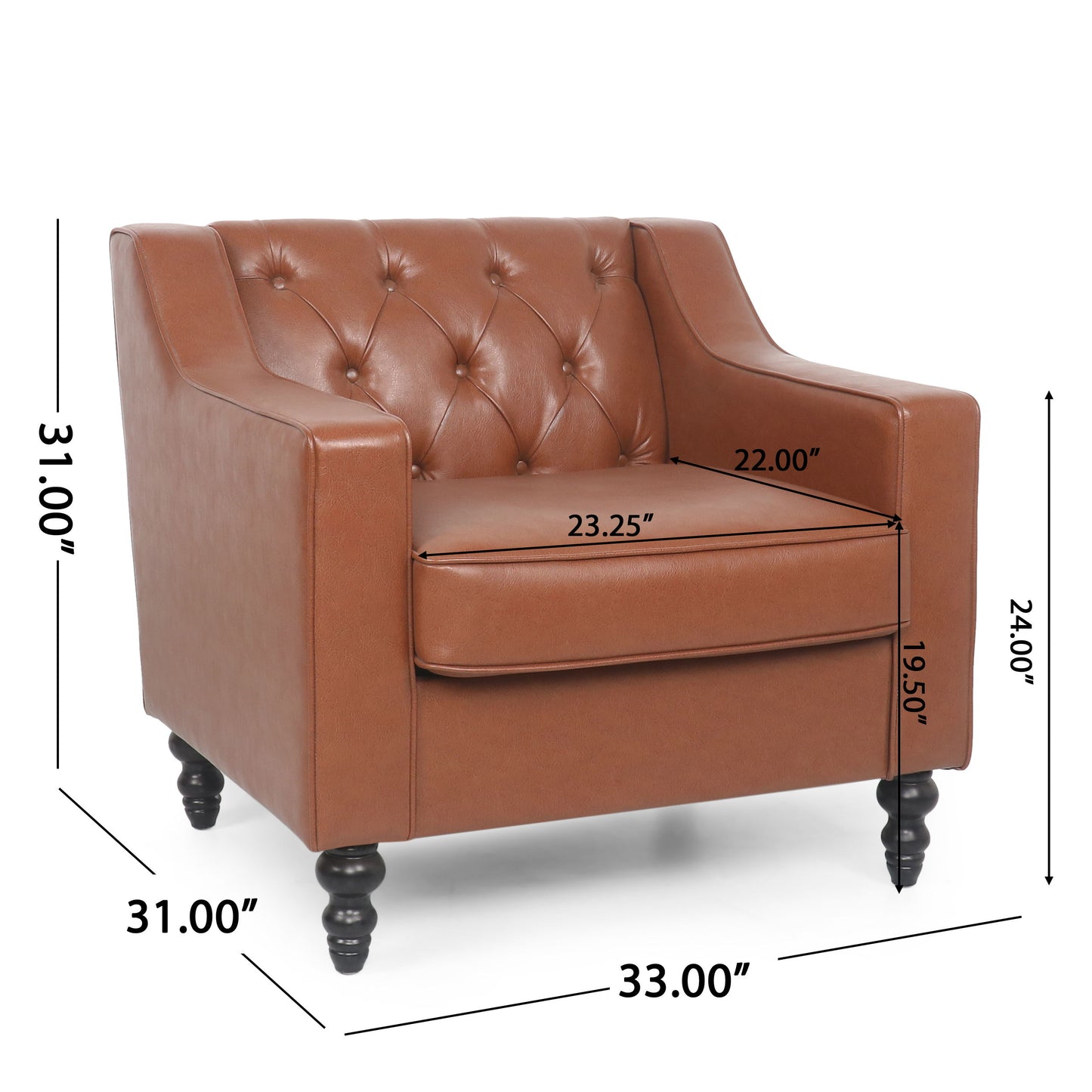 Contemporary Club Chair With Button Tufting And Diamond Stitching - Light Brown