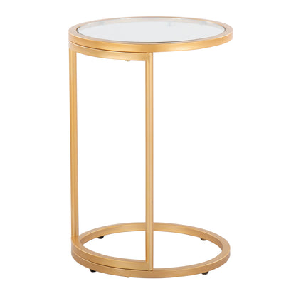 Zenn - Round End Table - Gold / Clear