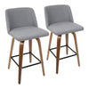 Toriano - Mid-Century Modern Counter Stool (Set of 2) - Gray / Walnut