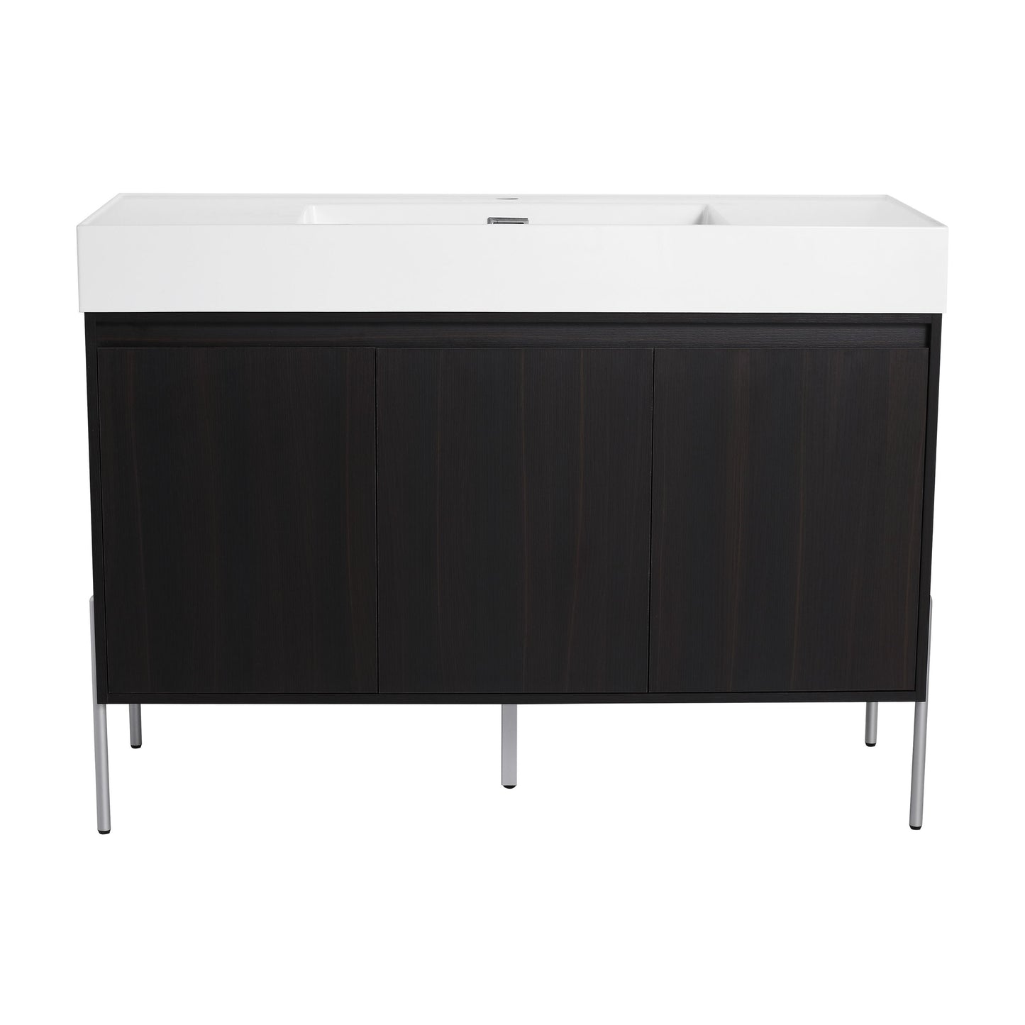Freestanding Bathroom Vanity With Resin Sink And Storage Cabinet - Dark Oak