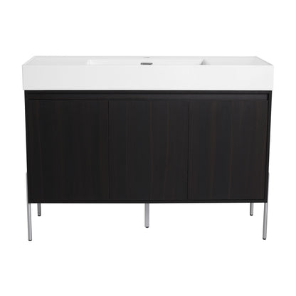 Freestanding Bathroom Vanity With Resin Sink And Storage Cabinet - Dark Oak