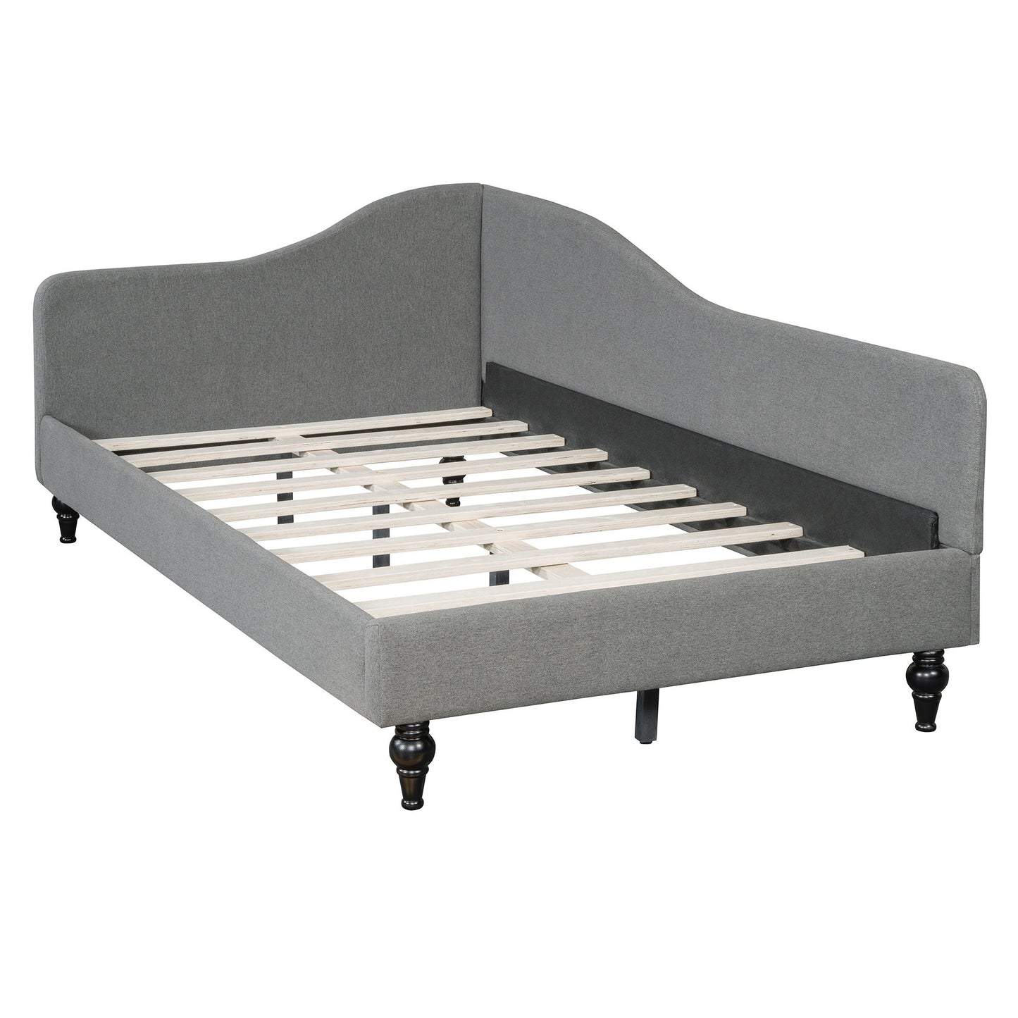 Twin Size L Shaped Linen Daybed With Legs - Gray