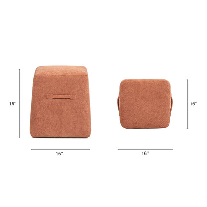 Oliver - Tapered Square Upholstered Ottoman - Spice Orange Fleeced