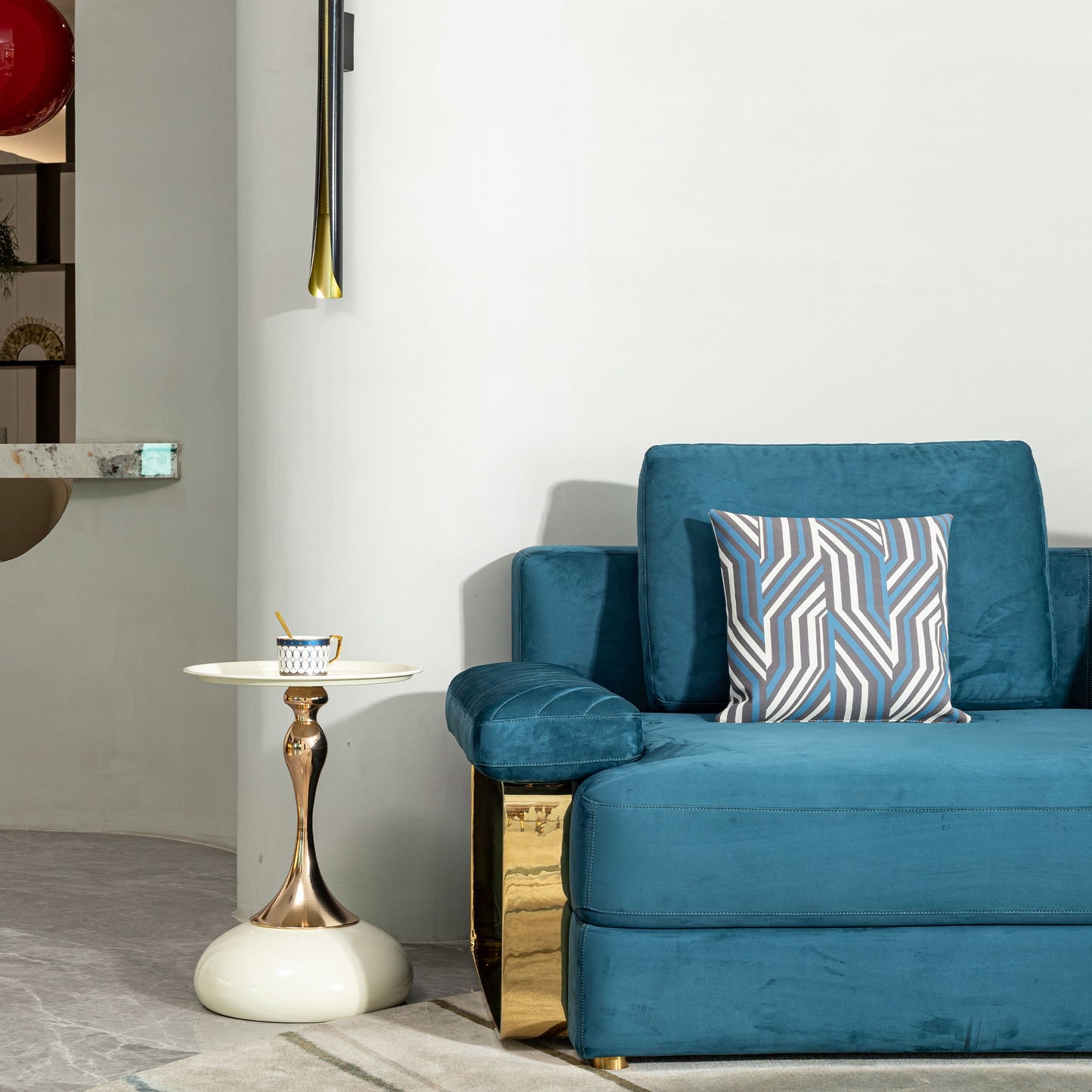 Modern Small Round Side Table For Small Spaces Carbon Steel Cocktail Table - Milk White