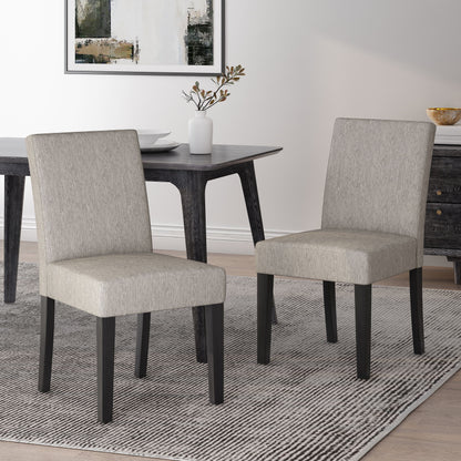 Contemporary Dining Chair With Upholstered Seating - Light Gray