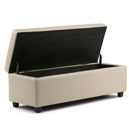 Avalon - Storage Ottoman Bench - Satin Cream
