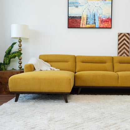Ella - L Shaped Linen Left Sectional Couch - Yellow