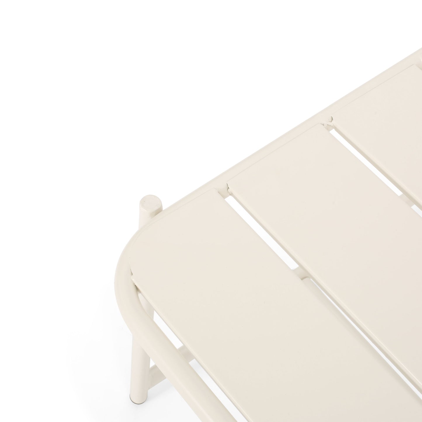 Outdoor Side Table With Metal Frame - White
