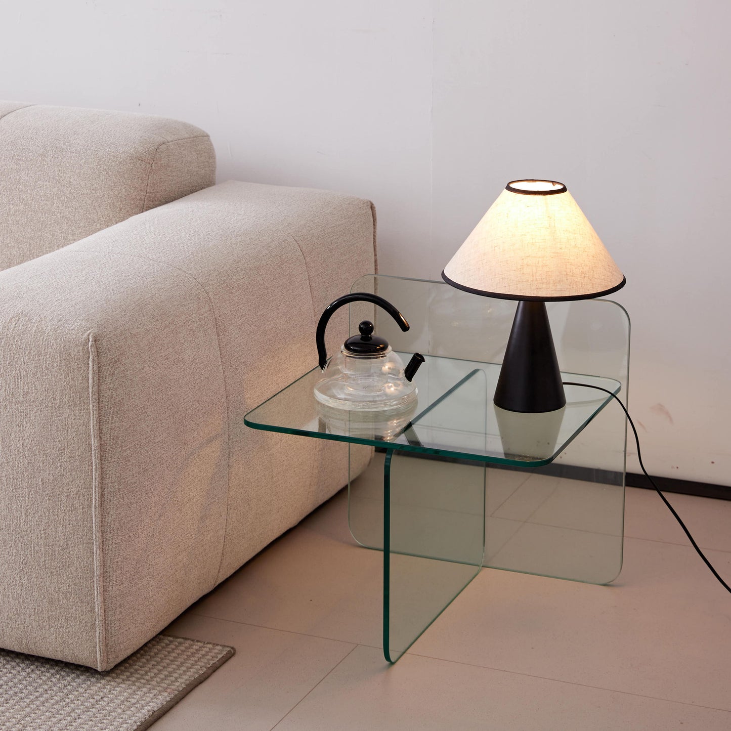 Modern Tempered Clear Glass Sidetable Small Tea Stand - Transparent Glass