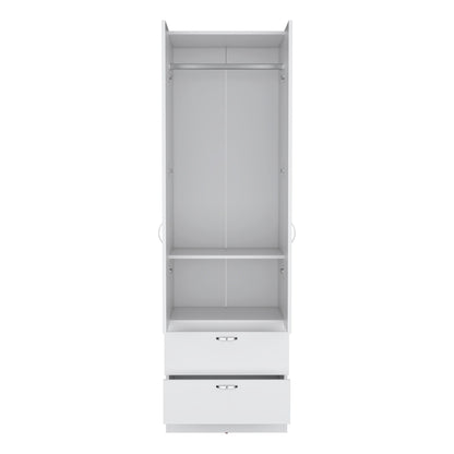 Armoire Wardrove, Hanging Rod, 2 Drawers, 1 Shelf - White