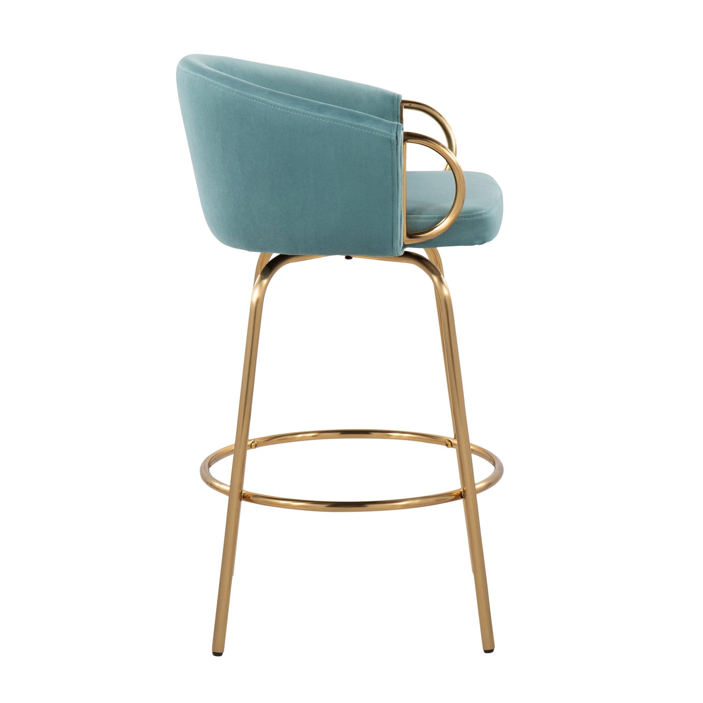 Claire - Contemporary / Glam Counter Stool (Set of 2) - Gold / Light Blue
