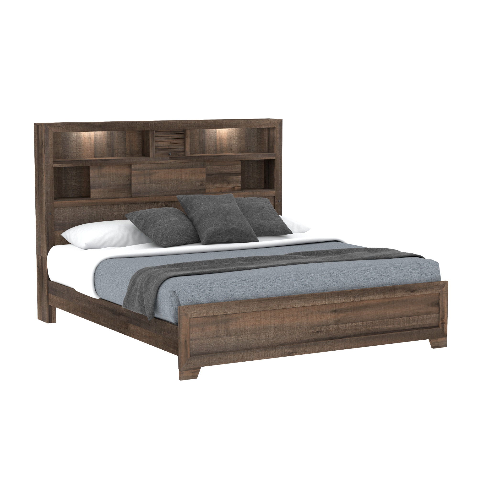 Plinz - Queen Bookcase Bed - Brown