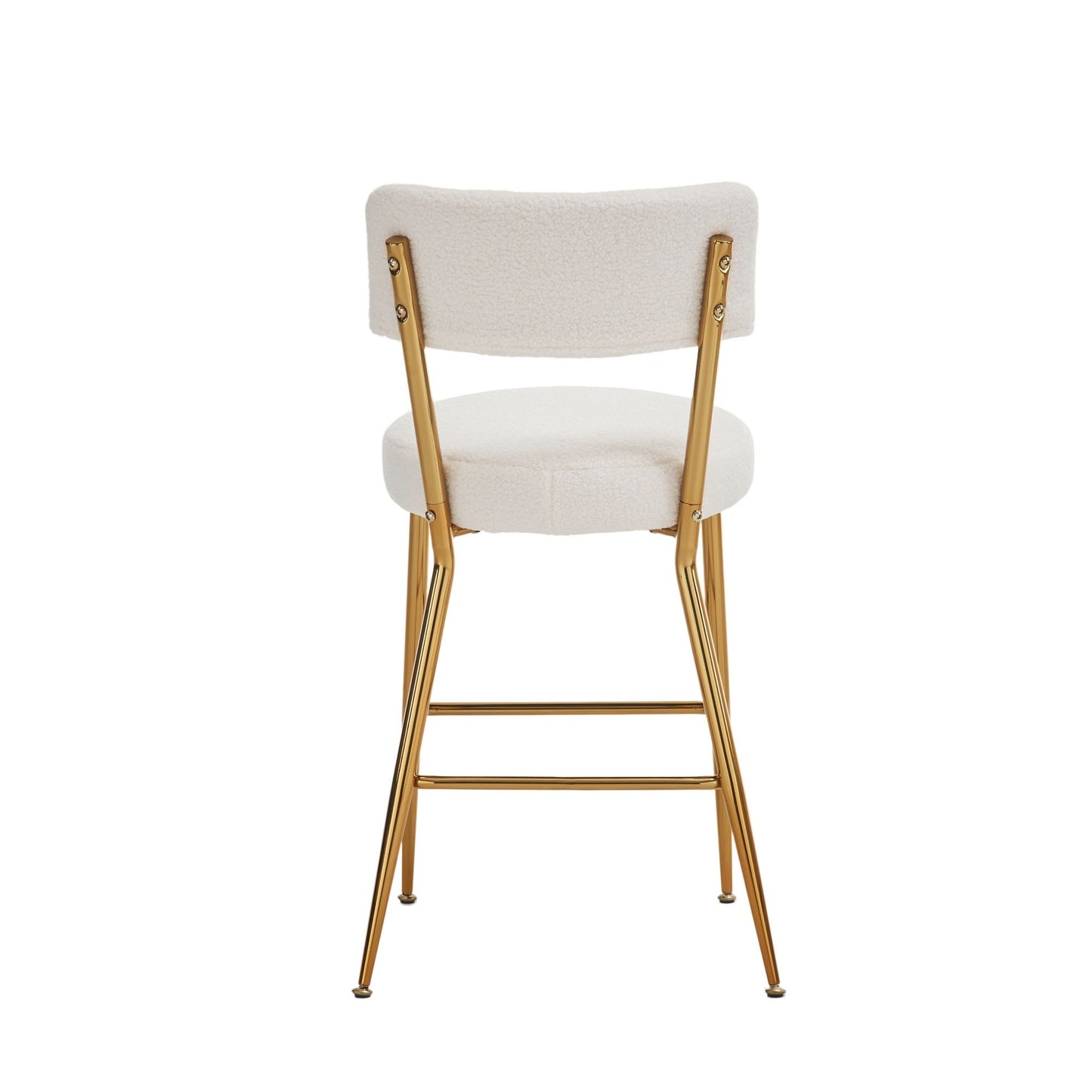 Modern Teddy Fabric Upholstered Bar Stools (Set of 4) - White / Gold