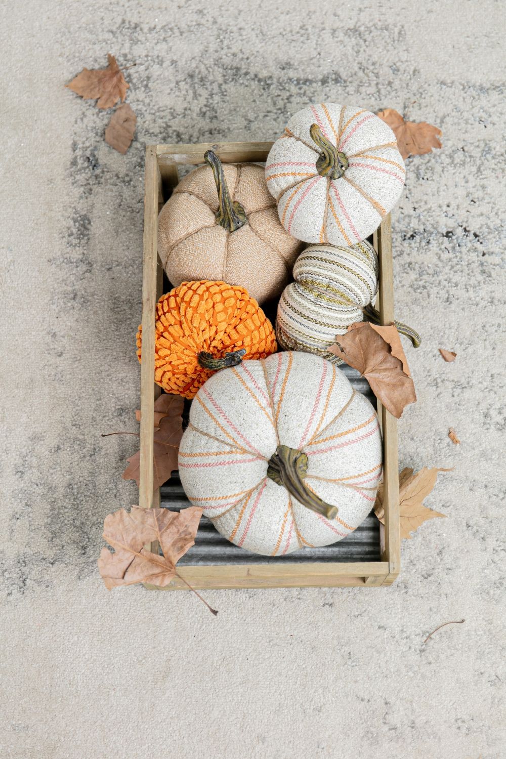 Weighted Pumpkin Ornament Decor For Holiday Harvest Festival Fall Festival & Thanksgiving (Set of 2) - Beige Multi