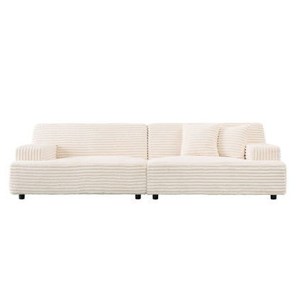Modern Sofa Comfortable Cloud Sofa Soft Plush Corduroy Interior With Square Armrests - Beige