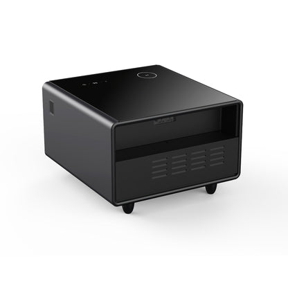 Modern Smart Side Table With Built-In Fridge, Wireless Charging, Temperature Control, Power Socket, USB Ports, Outlet Protection, Induction Light - Black