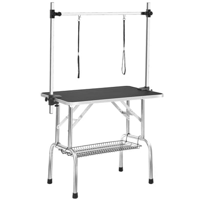 Large Grooming Table For Pet Dog And Cat With Adjustable Arm And Clamps Large Heavy Duty Animal Grooming Table - Black