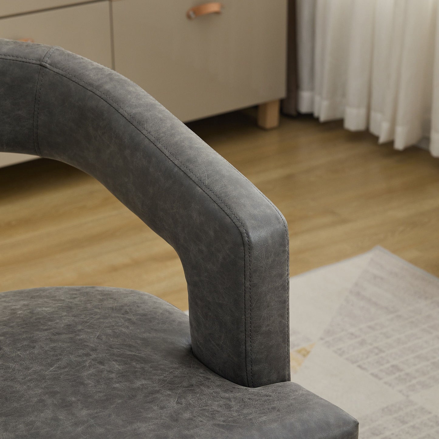Wide Modern Barrel Open Back Upholstered Accent Chair With Weathered Solid Wood Legs Dining Chairs For Dining Room, Club, Kitchen And Living Room - Gray