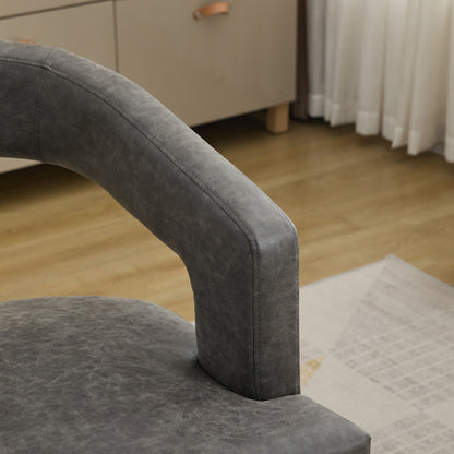 Wide Modern Barrel Open Back Upholstered Accent Chair With Weathered Solid Wood Legs Dining Chairs For Dining Room, Club, Kitchen And Living Room - Gray