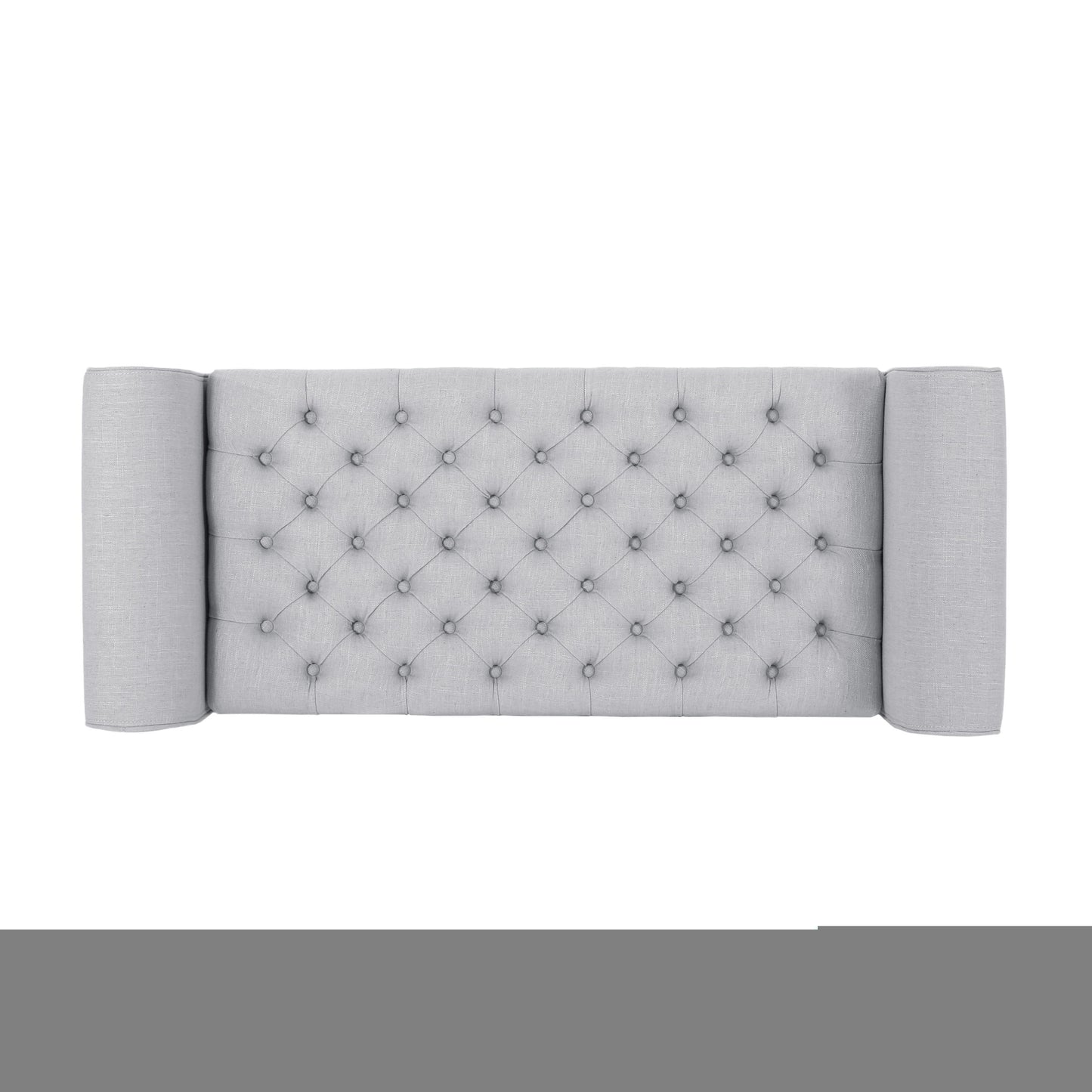 Hayes - Contemporary Armed Storage Bench With Button Tufting And Rolled Arms - Light Gray