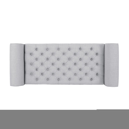 Hayes - Contemporary Armed Storage Bench With Button Tufting And Rolled Arms - Light Gray