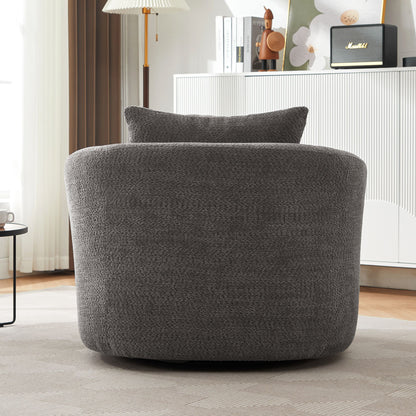 Chenille Upholstered 360ÔøΩÔøΩ Swivel Barrel Sofa Chair With Throw Pillow, Accent Chair For Living Room, Office And Hotel - Gray