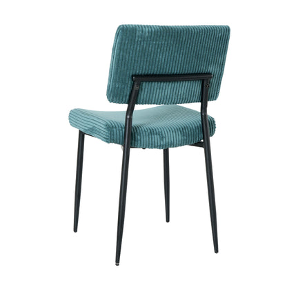 Modern Upholstered Dining Chair Set With Black Metal Legs (Set of 2) - Turquoise