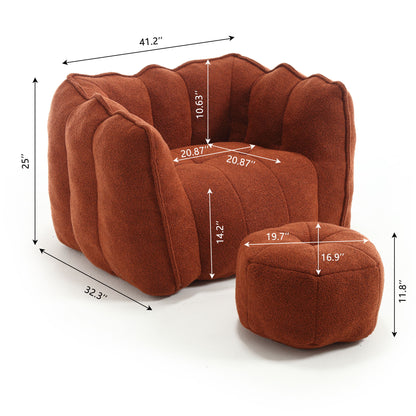 Soft Bean Bag Chair With High Resilient Foam (Chips) - Red / Brown